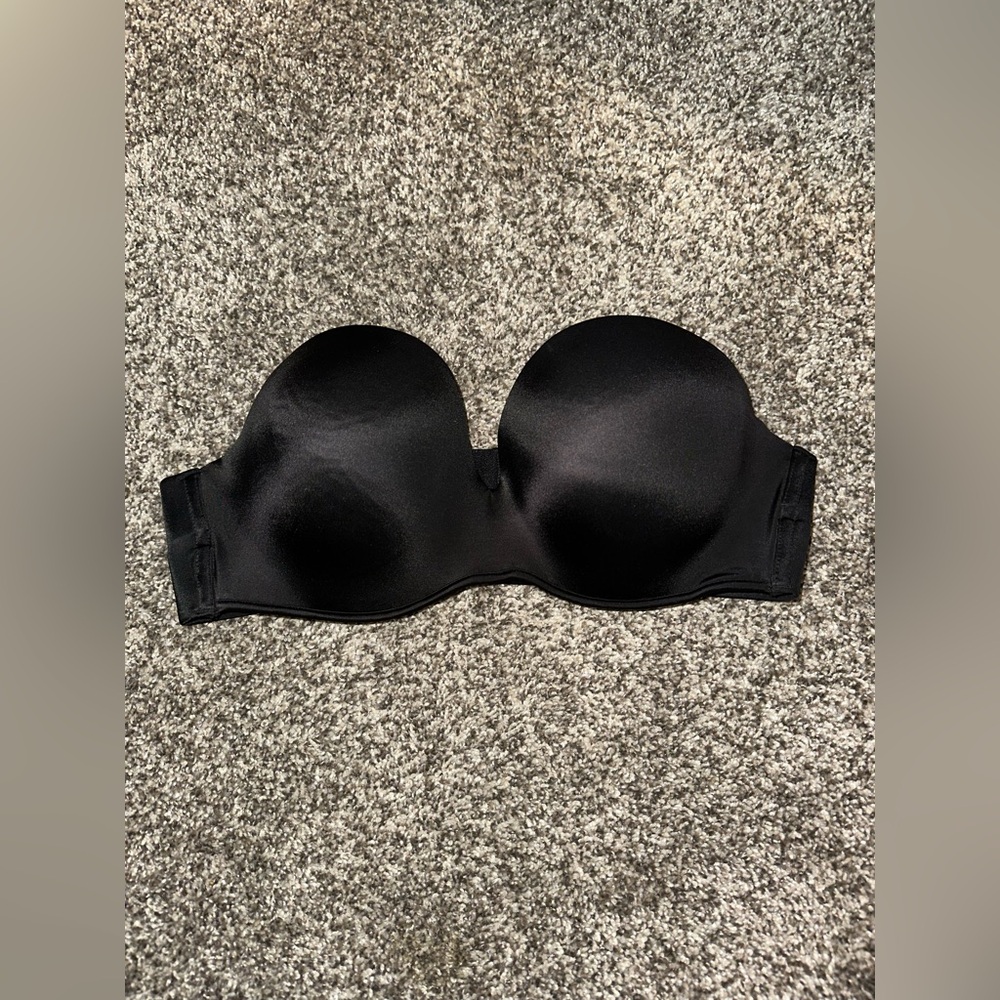 Lane Bryant Cacique Black Lightly Lined Strapless Boost Underwire Bra - 36C